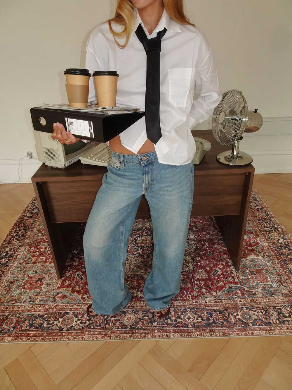 Yvina lavtaljede jeans - Lys denim