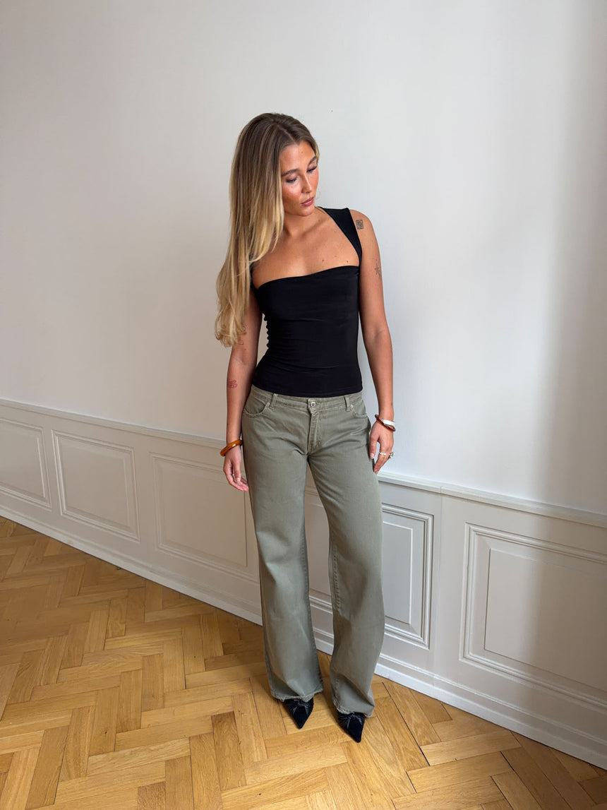 Tuva lavtaljede jeans - Sage grøn