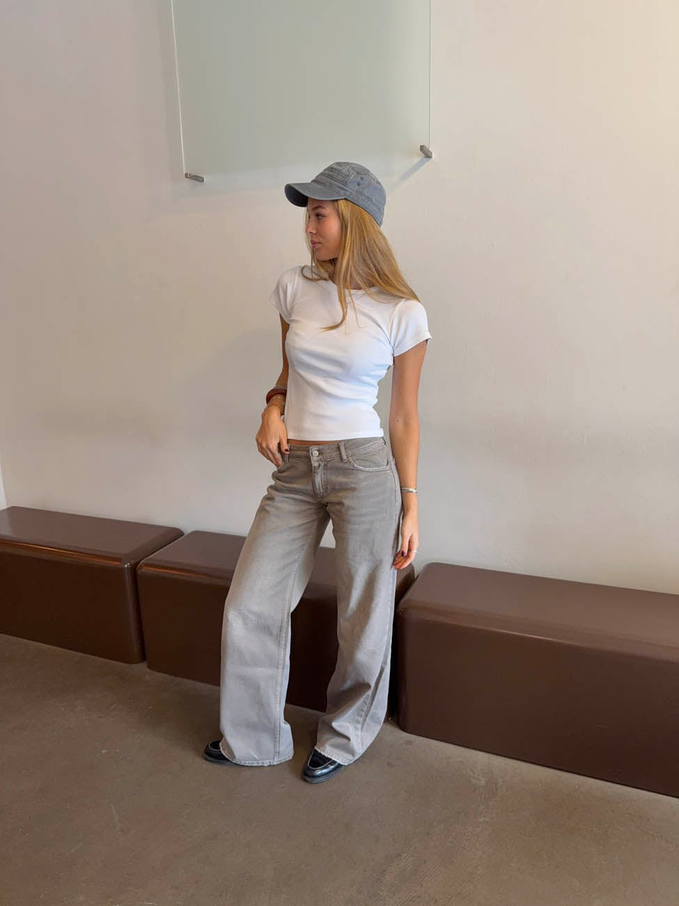 Audrena lavtaljede jeans - Sage grøn