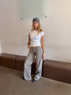Audrena lavtaljede jeans - Sage grøn