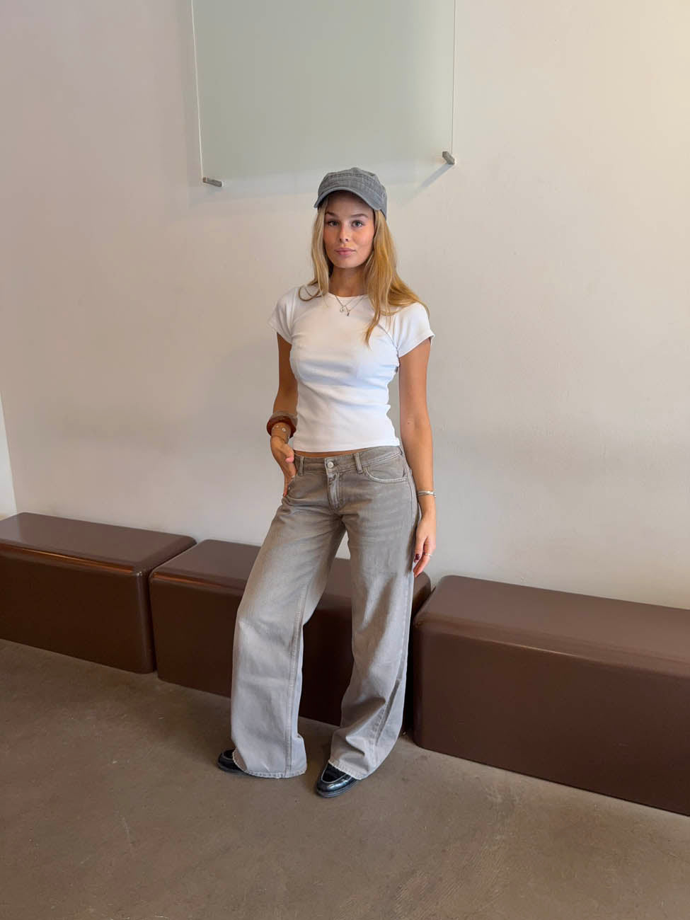 Audrena lavtaljede jeans - Sage grøn
