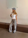 Audrena lavtaljede jeans - Sage grøn