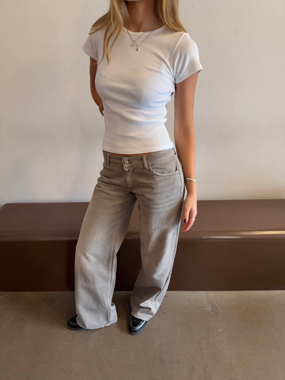 Audrena lavtaljede jeans - Sage grøn