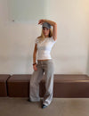 Audrena lavtaljede jeans - Sage grøn