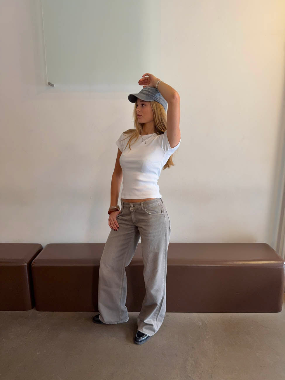 Audrena lavtaljede jeans - Sage grøn