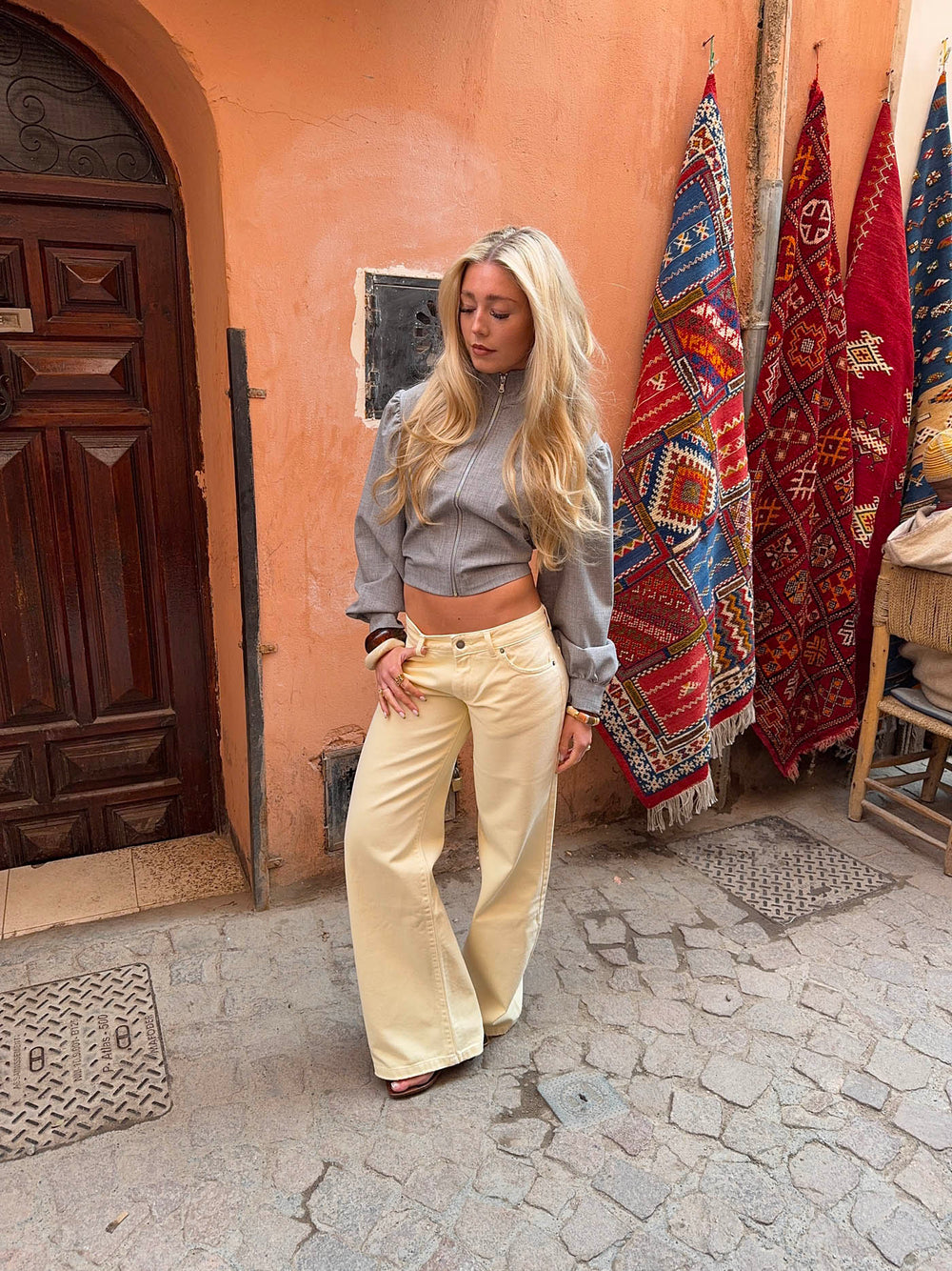 Audrena lavtaljede jeans - Gul