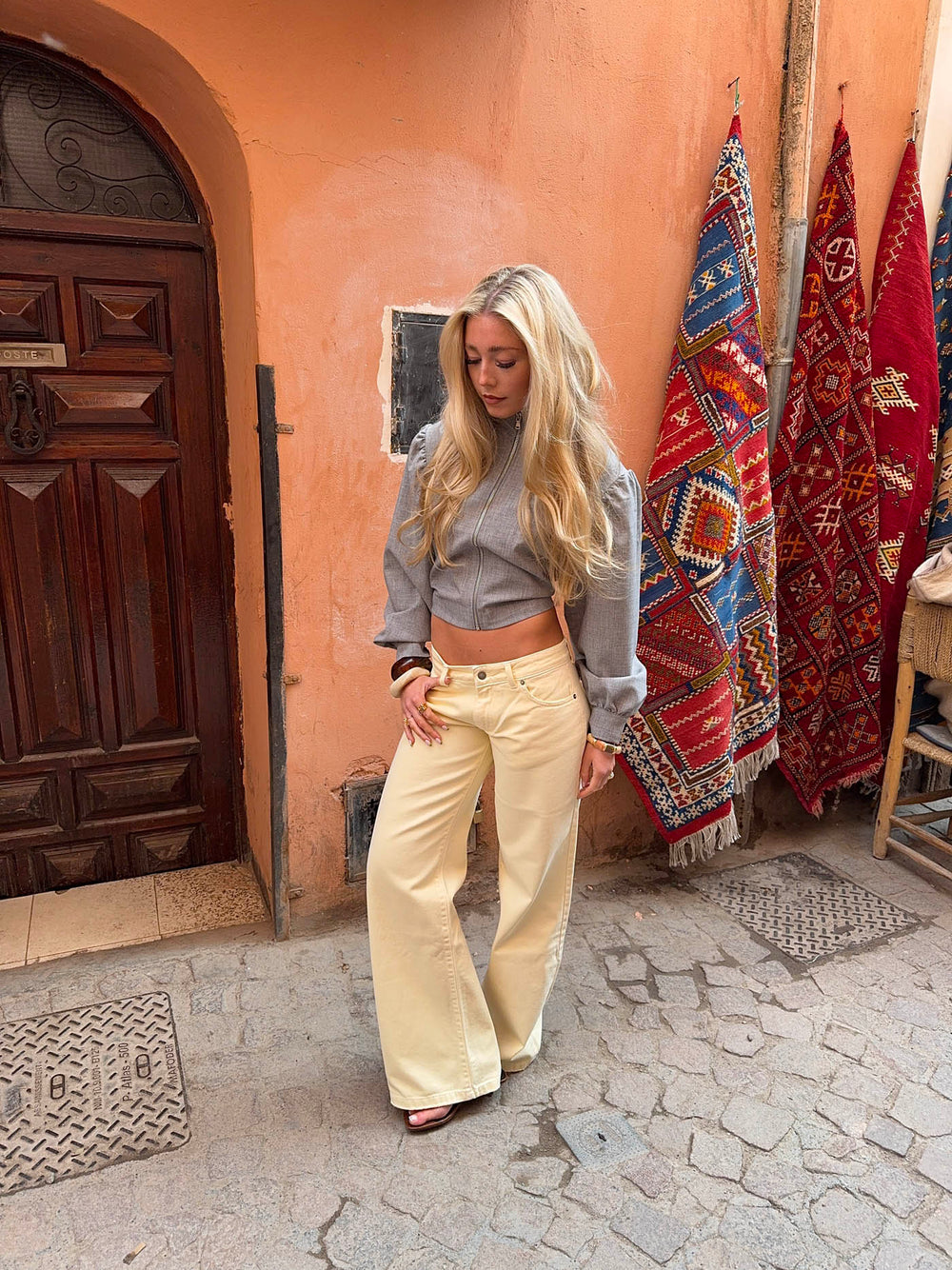 Audrena lavtaljede jeans - Gul