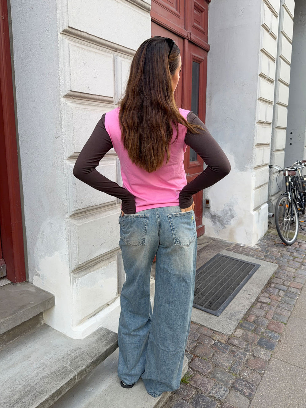 Alaia lavtaljede jeans med lyndetalje - Lys denim