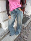 Alaia lavtaljede jeans med lyndetalje - Lys denim