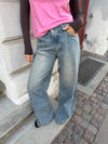Alaia lavtaljede jeans med lyndetalje - Lys denim