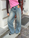 Alaia lavtaljede jeans med lyndetalje - Lys denim