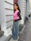 Alaia lavtaljede jeans med lyndetalje - Lys denim