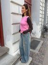 Alaia lavtaljede jeans med lyndetalje - Lys denim