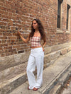 Alaia lavtaljede jeans med lyn detalje - Hvid denim