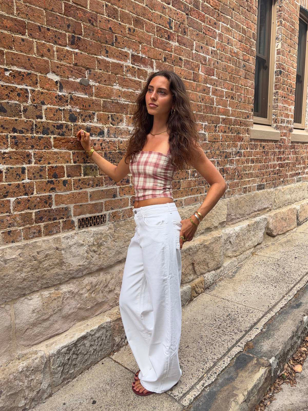 Alaia lavtaljede jeans med lyn detalje - Hvid denim