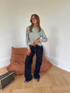 Floraline lavtaljede jeans - Mørk denim