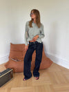Floraline lavtaljede jeans - Mørk denim