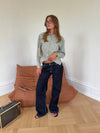 Floraline lavtaljede jeans - Mørk denim