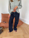 Floraline lavtaljede jeans - Mørk denim