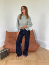 Floraline lavtaljede jeans - Mørk denim
