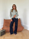 Floraline lavtaljede jeans - Mørk denim