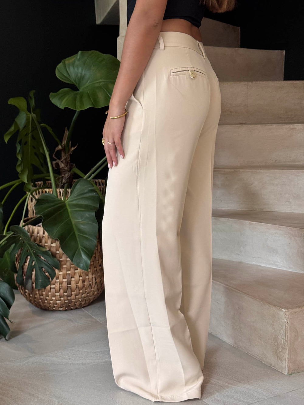 Britney lavtaljede suit bukser - Beige