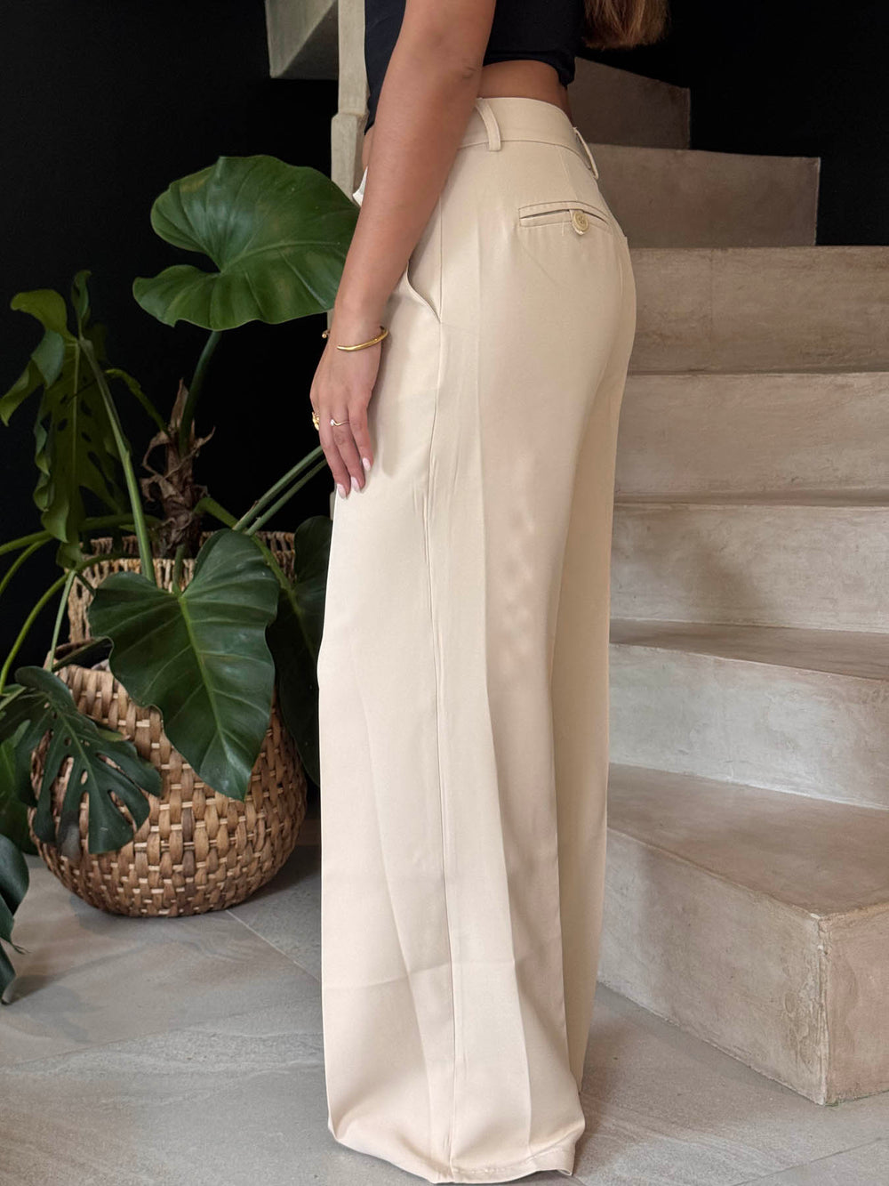 Britney lavtaljede suit bukser - Beige