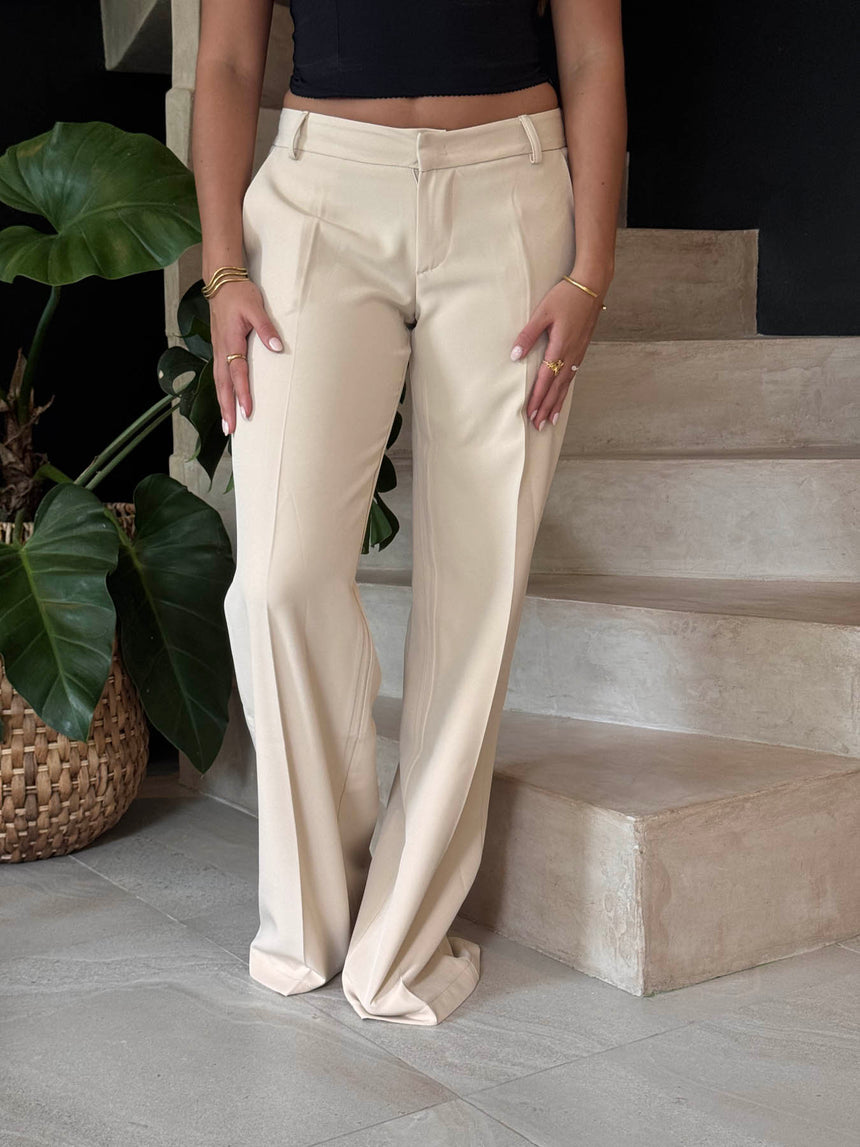 Britney lavtaljede suit bukser - Beige
