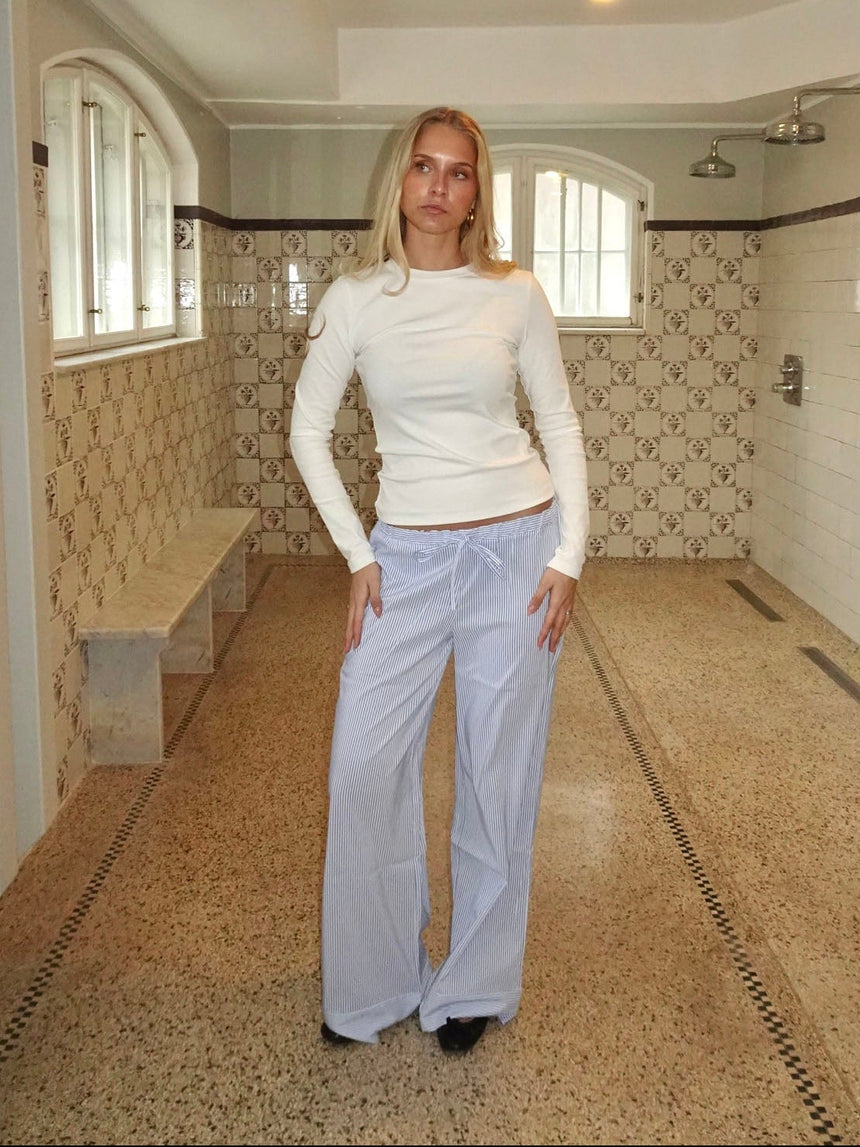 Adina lavtaljede bukser med striber - Blå