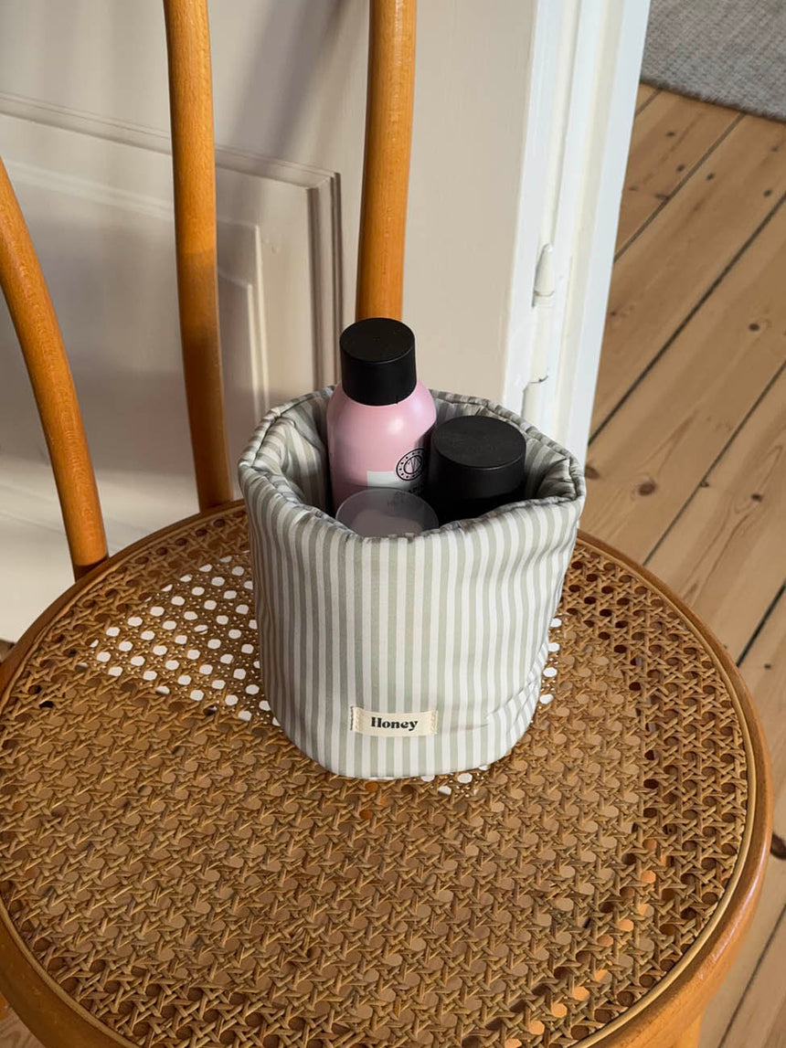 Honey lille opbevaring med striber -Hvid/grøn