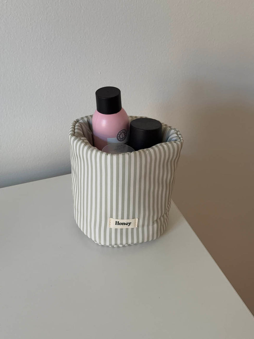 Honey lille opbevaring med striber -Hvid/grøn