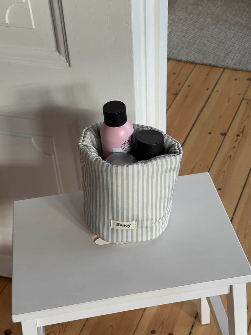 Honey lille opbevaring med striber -Hvid/grøn