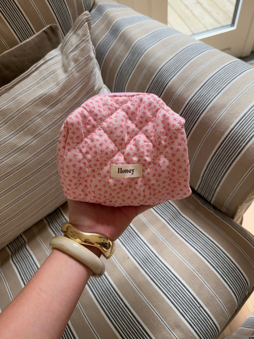 Honey lille toilettaske - Pink med små blomster