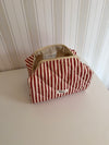 Honey lille toilettaske - Striber i rød/beige