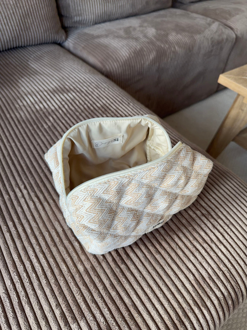 Honey lille toilettaske med mønster - Beige