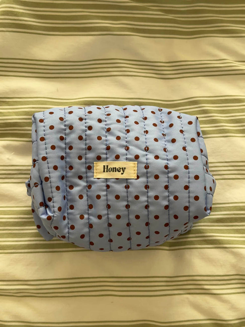 Honey lille toilettaske med prikker - Blå/brun