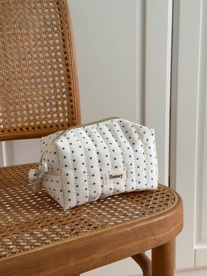 Honey lille toilettaske med prikker - Hvid/navy