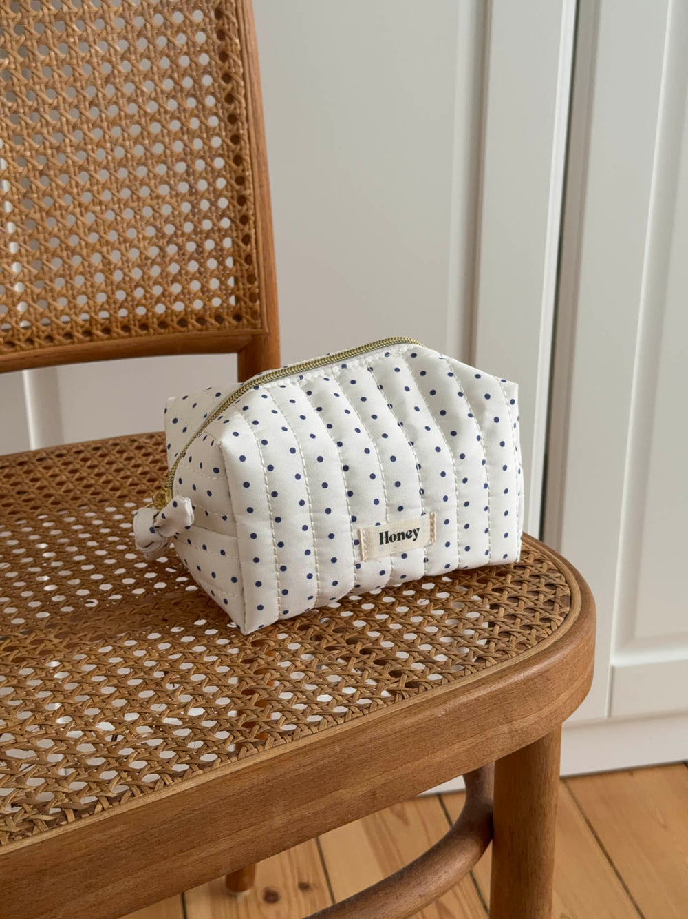 Honey lille toilettaske med prikker - Hvid/navy