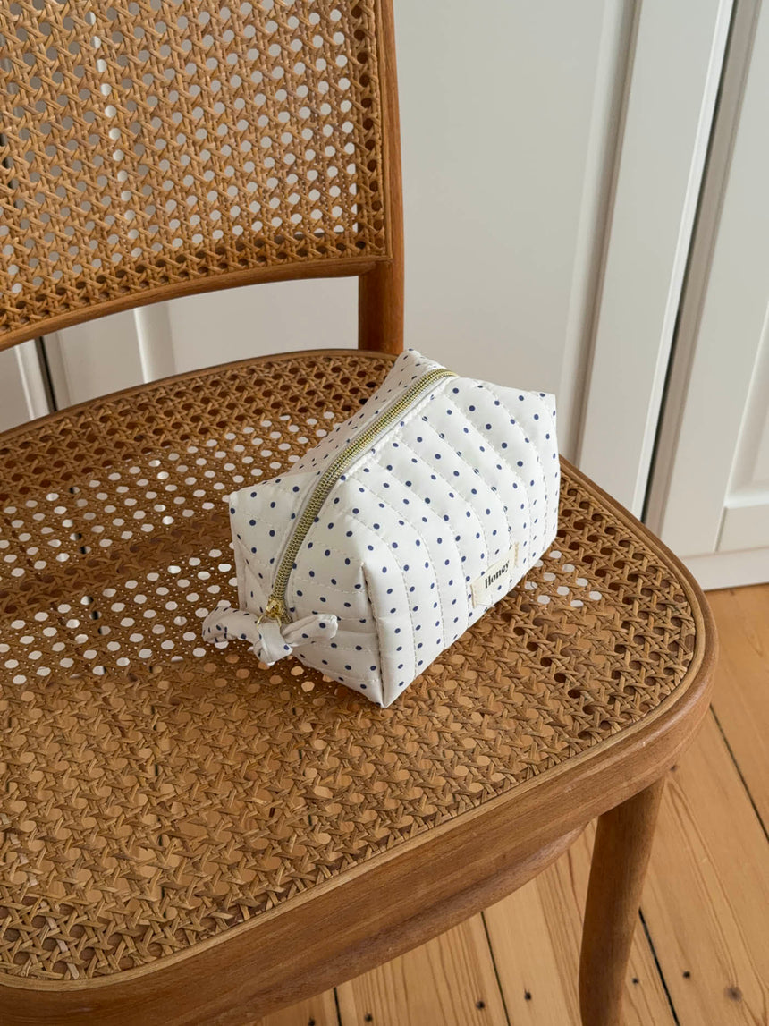 Honey lille toilettaske med prikker - Hvid/navy