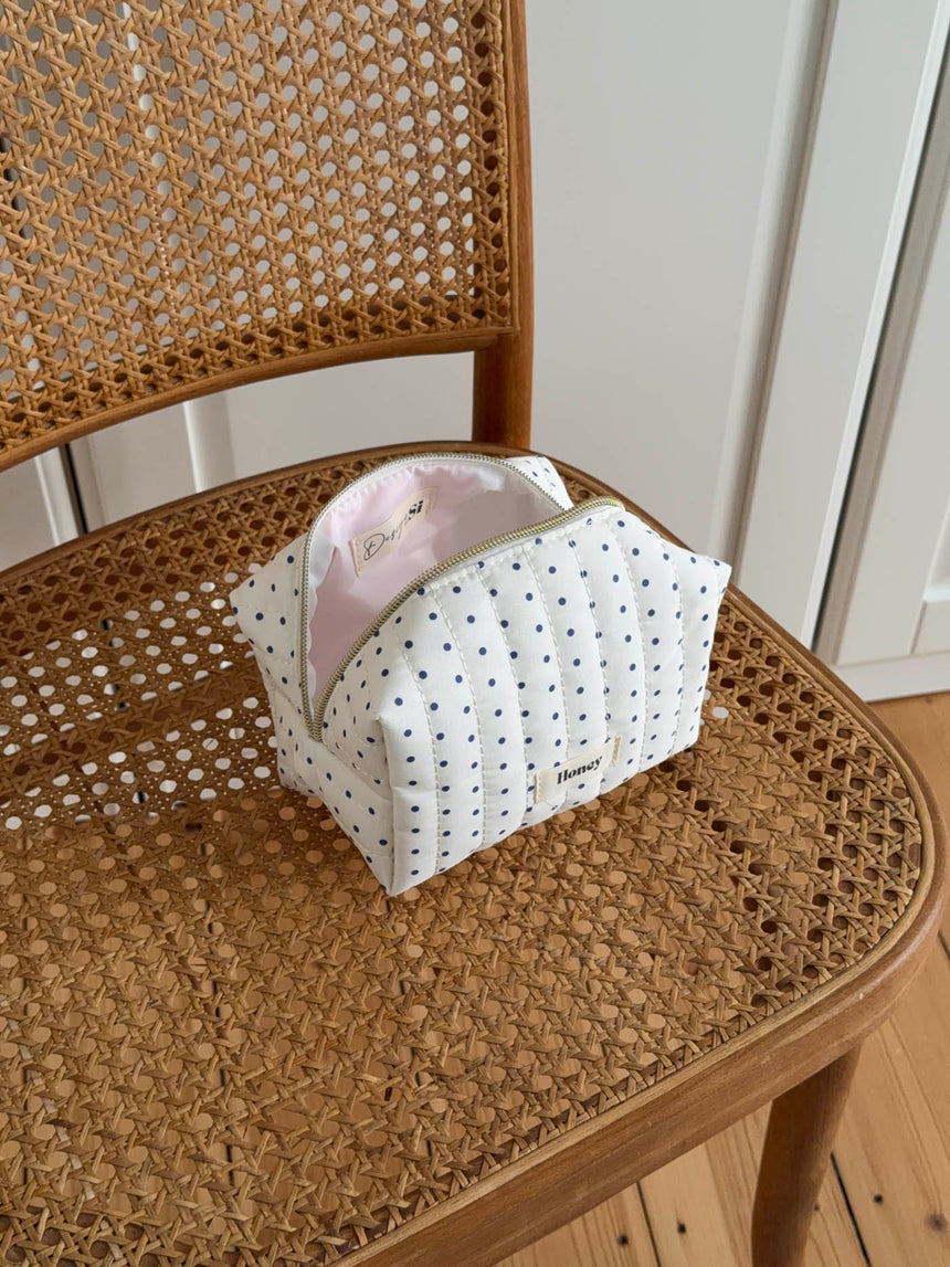 Honey lille toilettaske med prikker - Hvid/navy