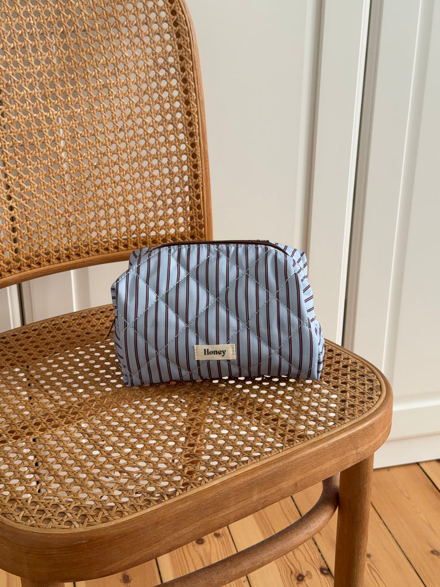 Honey lille toilettaske med striber - Blå/brun