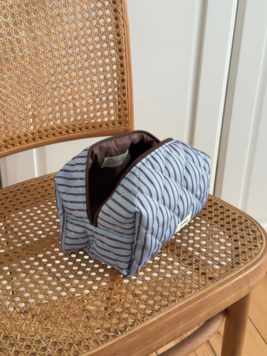 Honey lille toilettaske med striber - Blå/brun