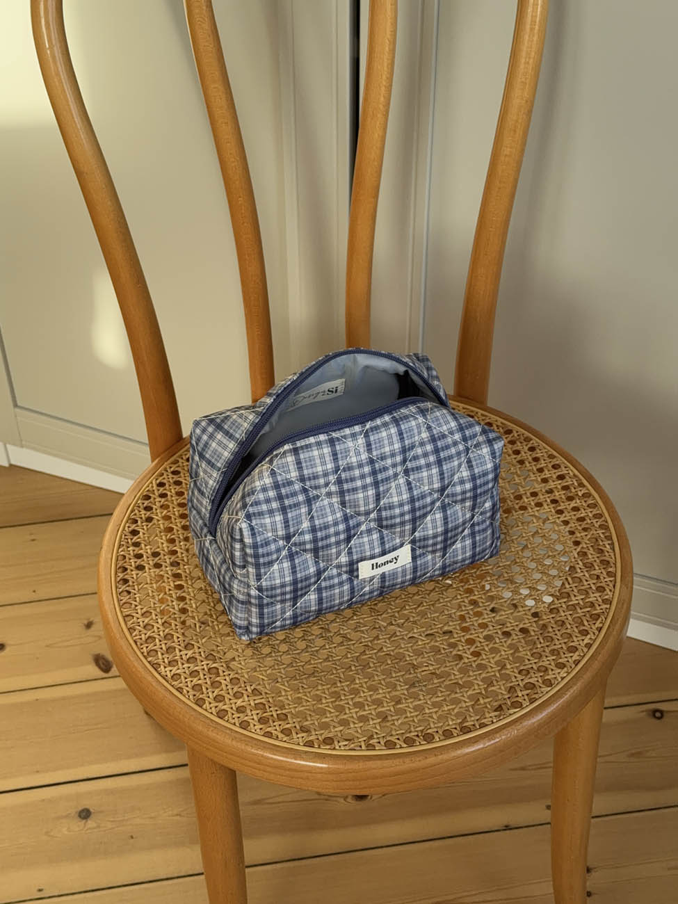 Honey lille toilettaske med tern - Blå