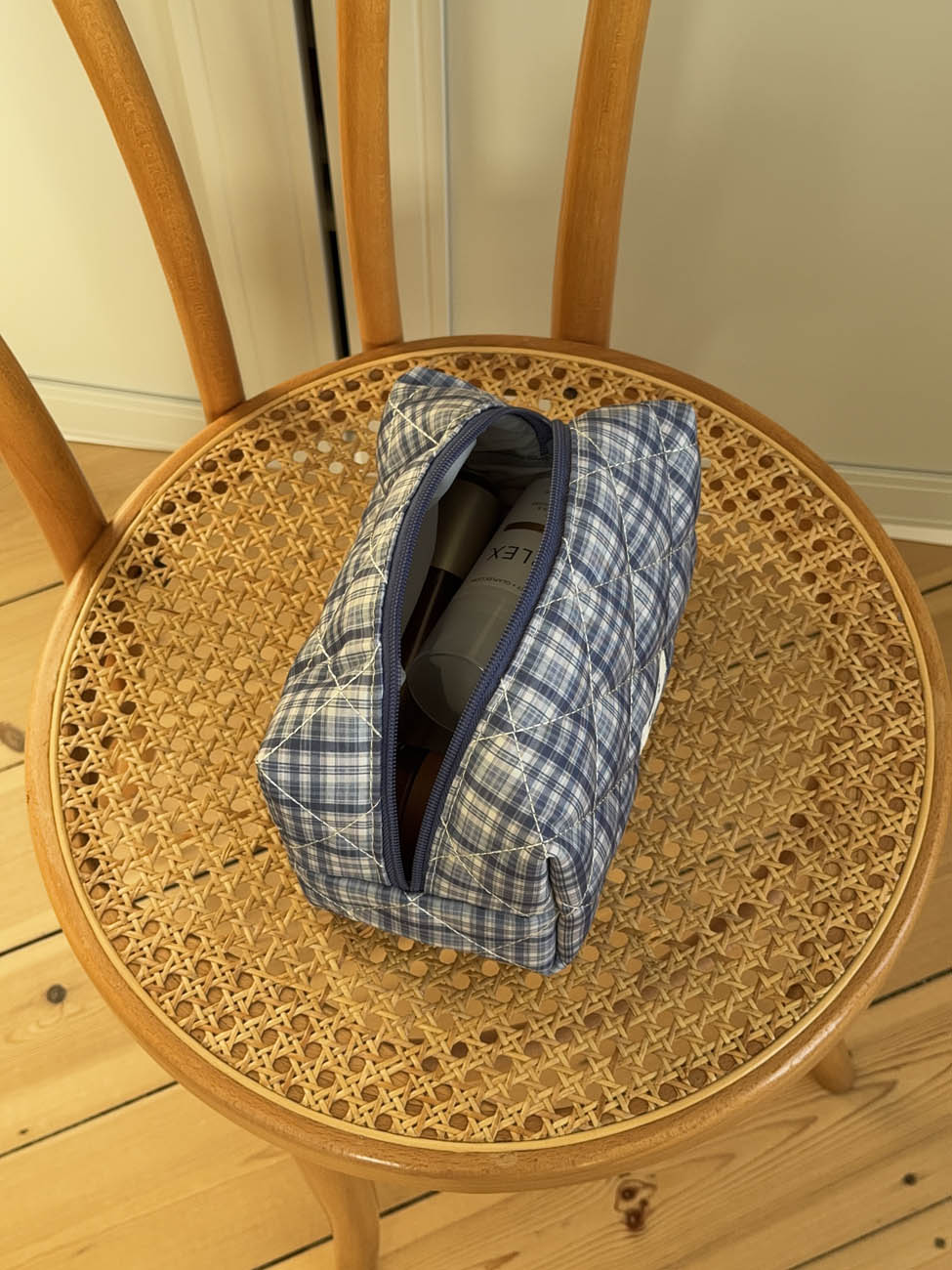 Honey lille toilettaske med tern - Blå