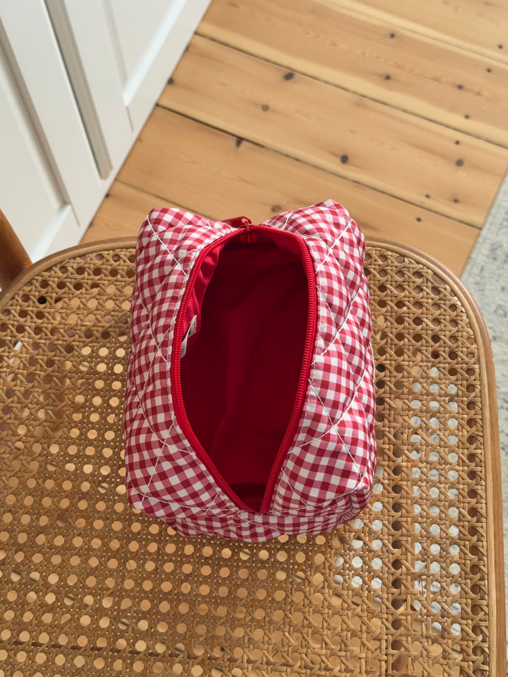 Honey lille toilettaske med tern - Hvid/rød