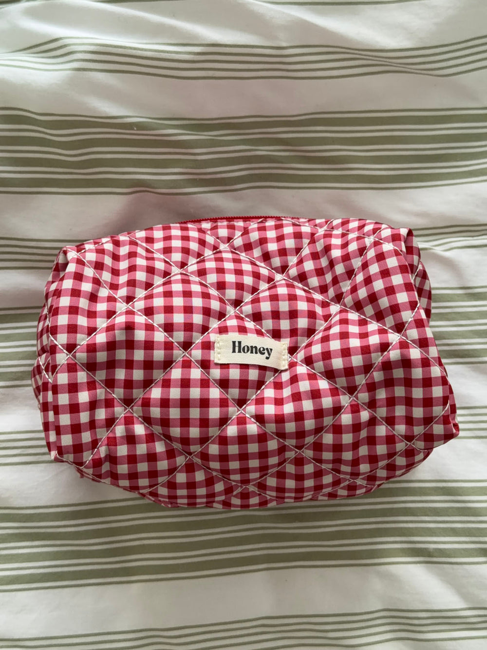 Honey lille toilettaske med tern - Hvid/rød