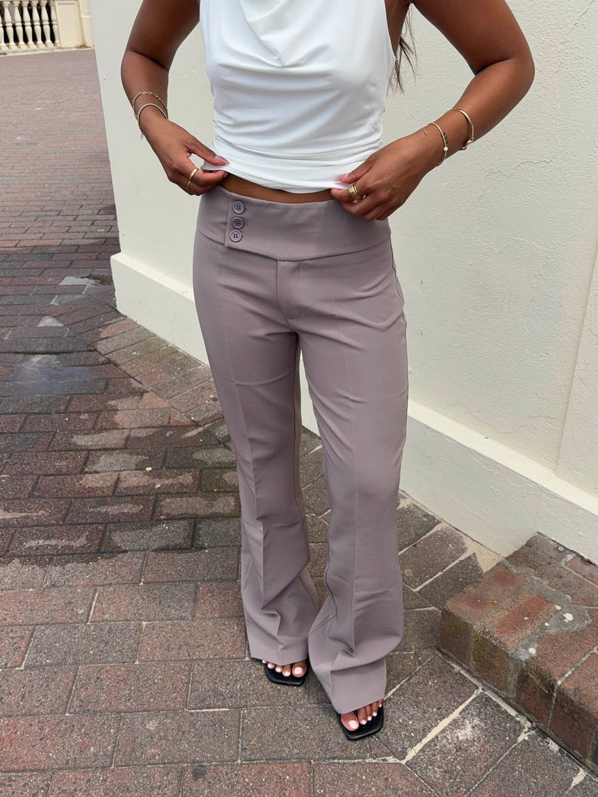 Adelita low waisted suit bukser - Taupe