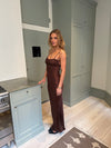 Laila maxi satin kjole - Brun
