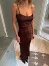 Laila maxi satin kjole - Brun