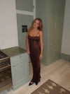 Laila maxi satin kjole - Brun